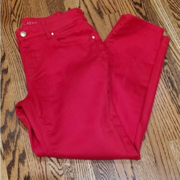 Chico’s Platinum Red Stretch Denim Skinny Jeans Sz 0/S Ankle Length - Picture 2 of 8